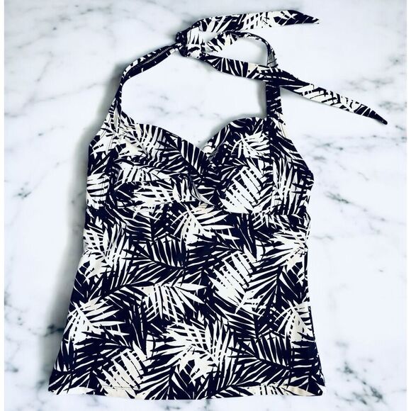 GAP TANKINI Halter Swimsuit TOP ONLY Sz Small DARK Blue/Black White Fast Ship - Picture 7 of 16